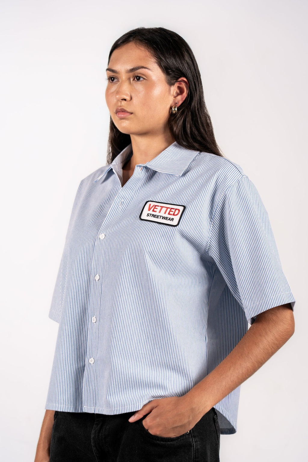 VETTED BUTTON SHIRT - BLUE STRIPE